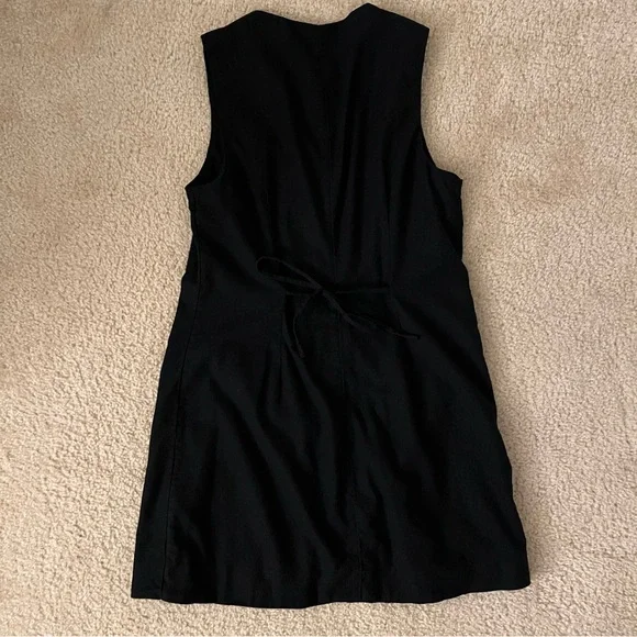 Abercrombie & Fitch Black Button-Front Linen-Blend Mara Mini Dress A&F 662670732 - Picture 6 of 7